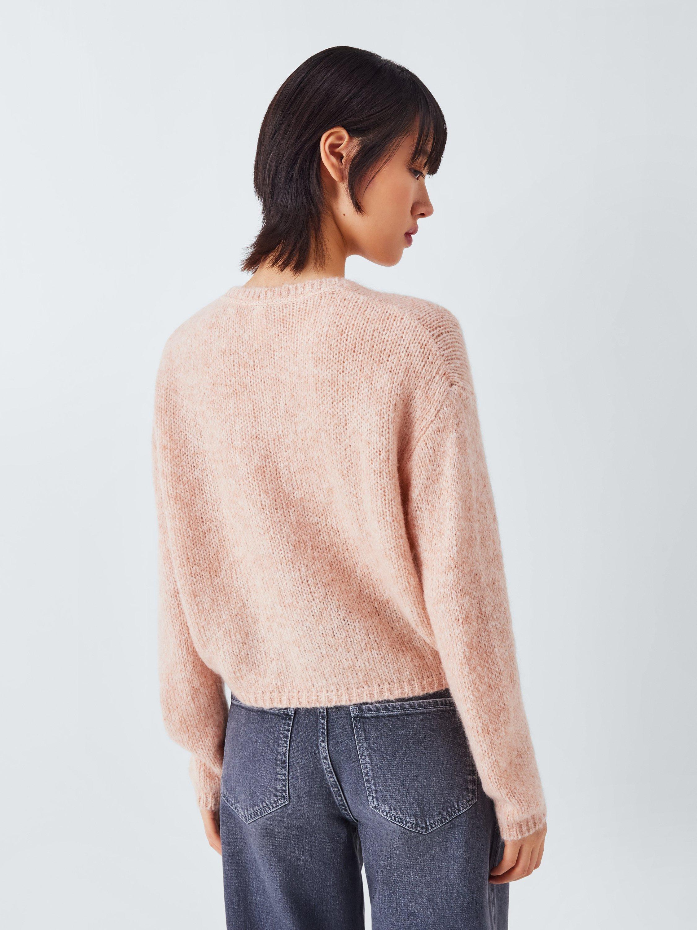 Product image 2 of 6, which shows AND/OR Poppy Wool Blend Cardigan, Pink, XS