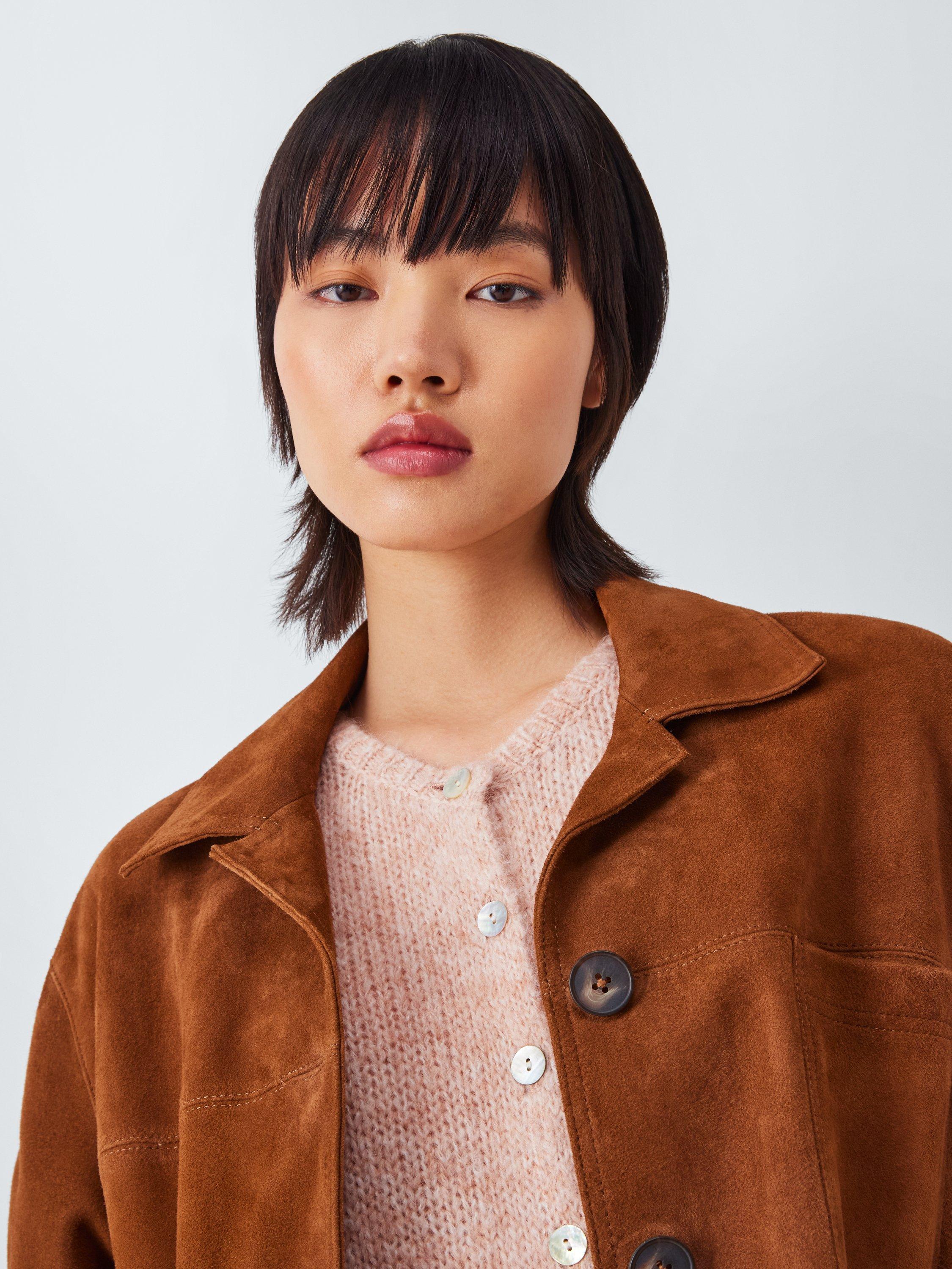 Product image 5 of 6, which shows AND/OR Poppy Wool Blend Cardigan, Pink, XS