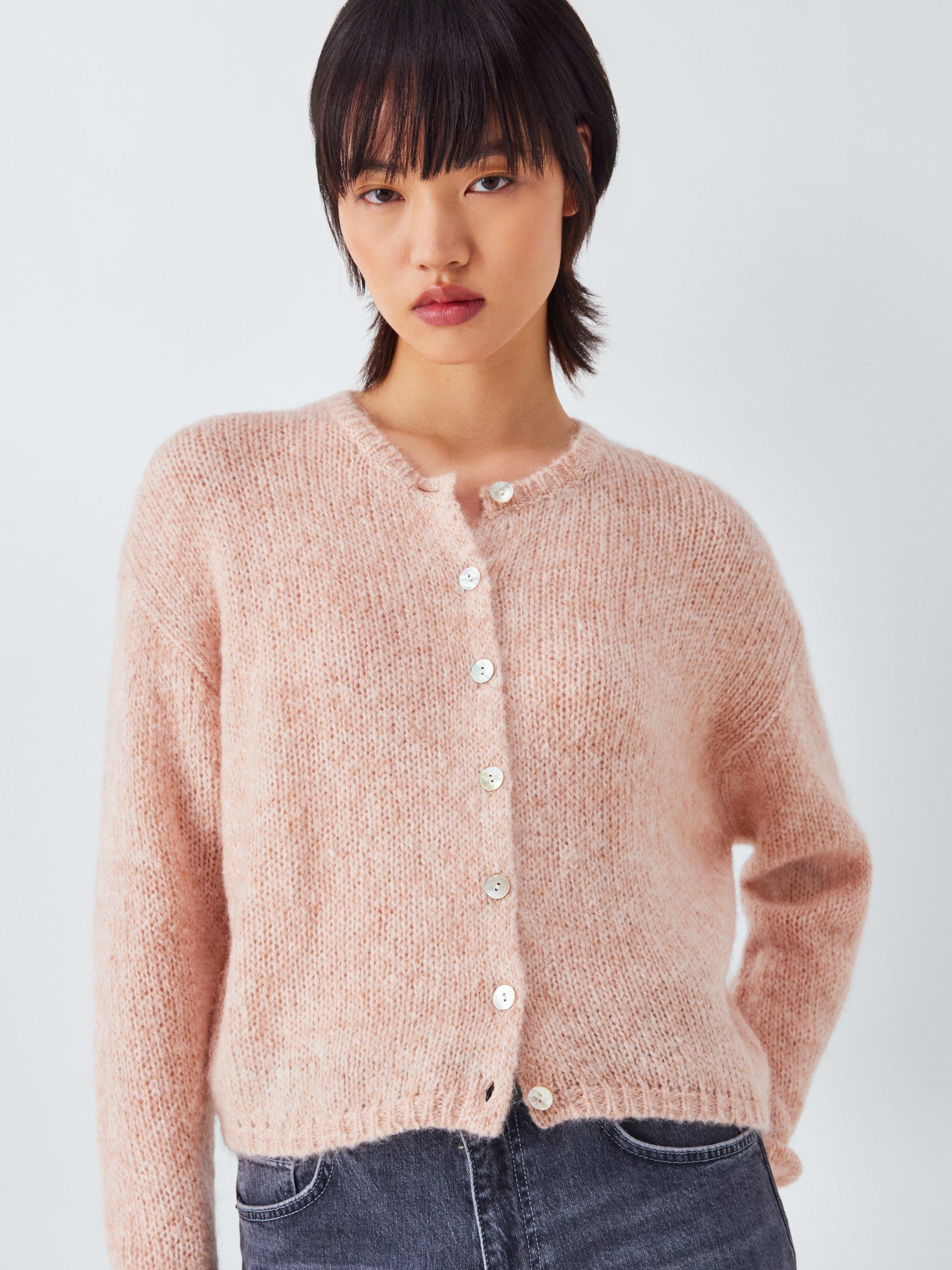 Product image 6 of 6, which shows AND/OR Poppy Wool Blend Cardigan, Pink, XS