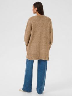 KAFFE KAtrina Loose Fit Wool Blend Longline Cardigan - view 2, Toasted Coconut