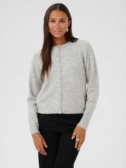 KAFFE Niel Knitted Long Sleeve Cardigan, Light Grey Melange