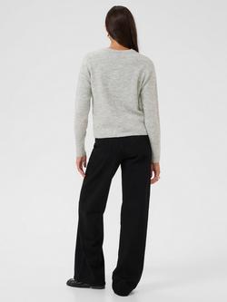 KAFFE Niel Knitted Long Sleeve Cardigan - view 2, Light Grey Melange