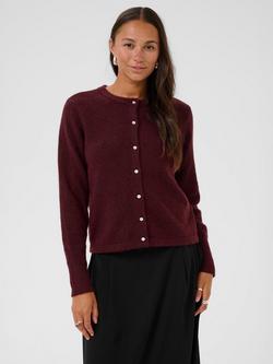 KAFFE Niel Knitted Long Sleeve Cardigan, Windsor Wine Melange