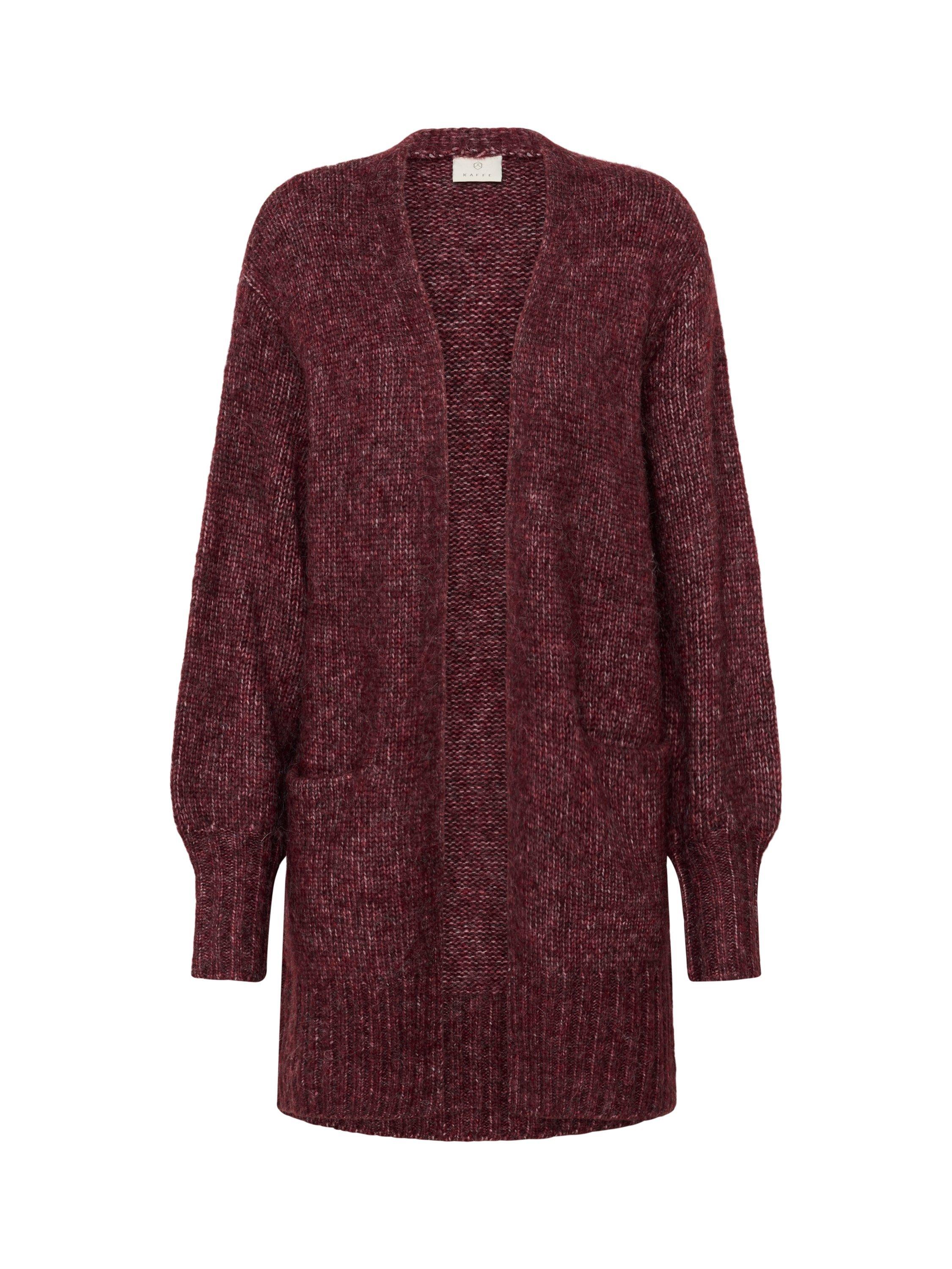 Product image 5 of 6, which shows KAFFE KAtrina Loose Fit Wool Blend Longline Cardigan, Mid Red, XS