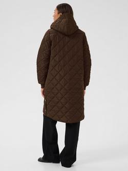 KAFFE BPtilla Quilted Longline Coat, Chocolate Brown - view 2, Chocolate Brown