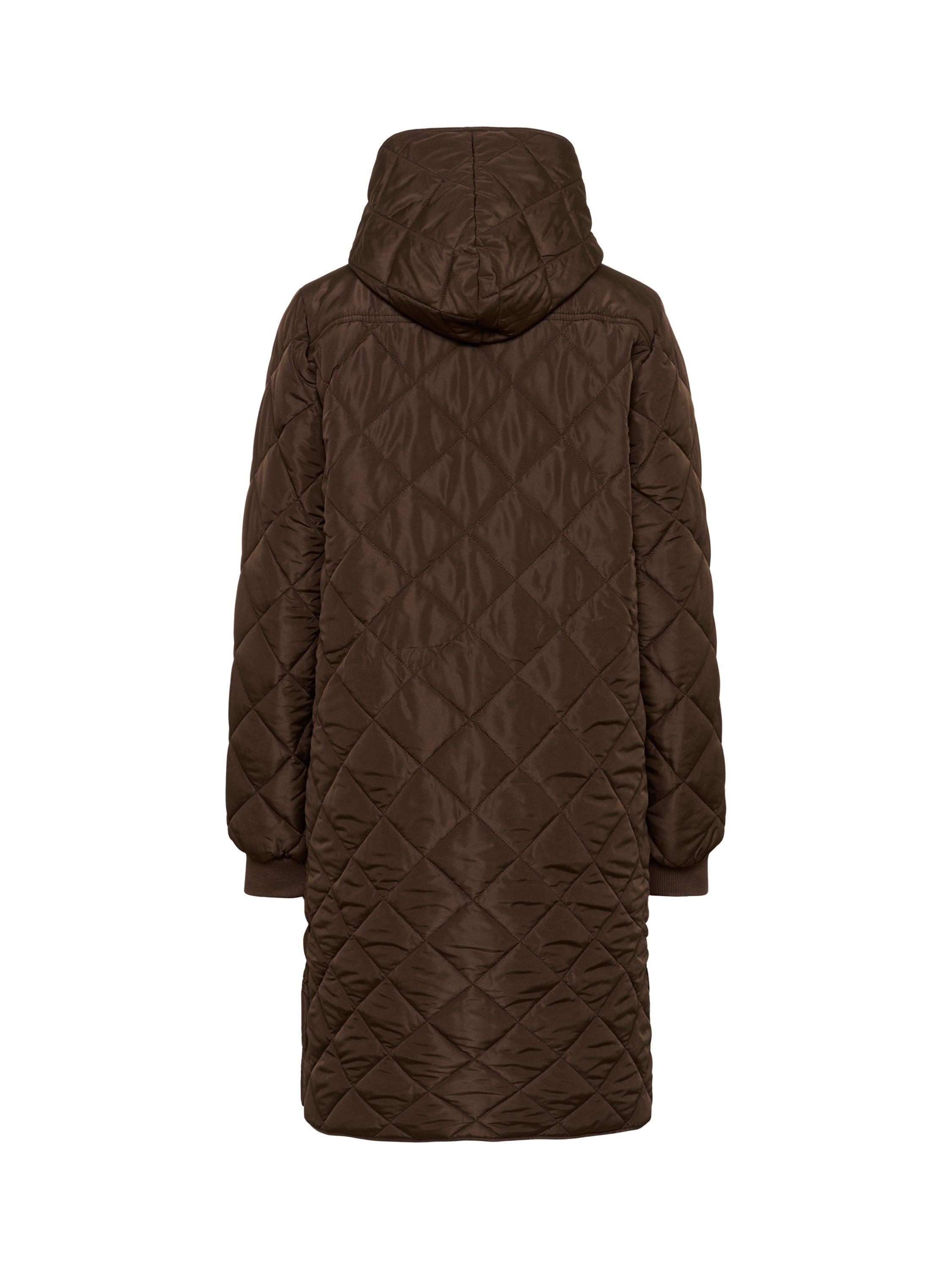 Product image 6 of 6, which shows KAFFE BPtilla Quilted Longline Coat, Chocolate Brown, XS