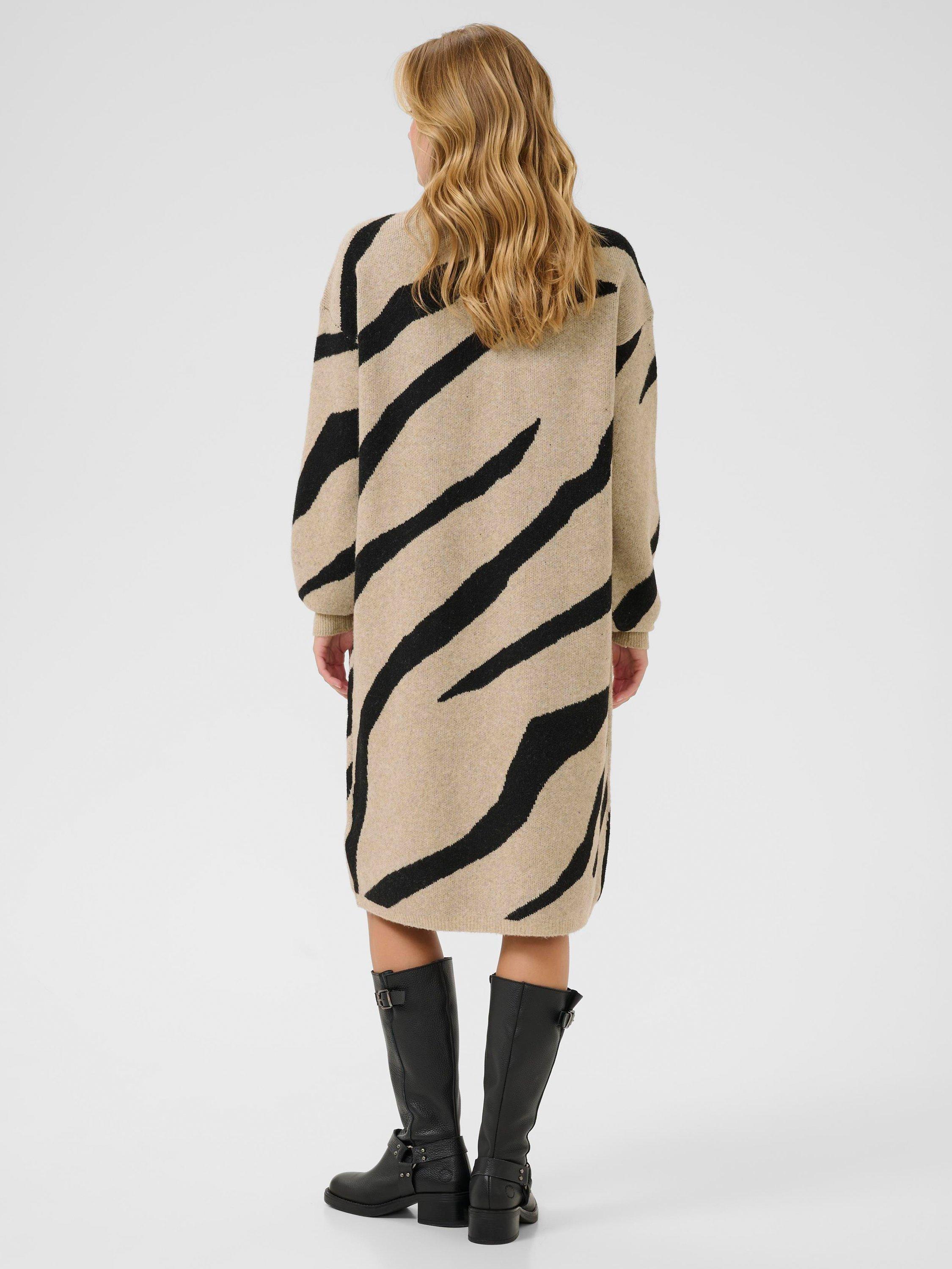 Product image 2 of 6, which shows KAFFE Wilma Stripe Jumper Dress, Black/Beige, XS