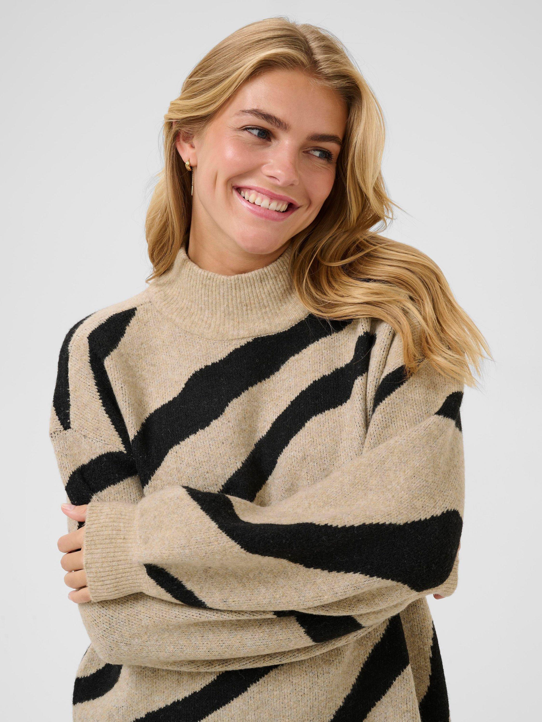 Product image 4 of 6, which shows KAFFE Wilma Stripe Jumper Dress, Black/Beige, XS
