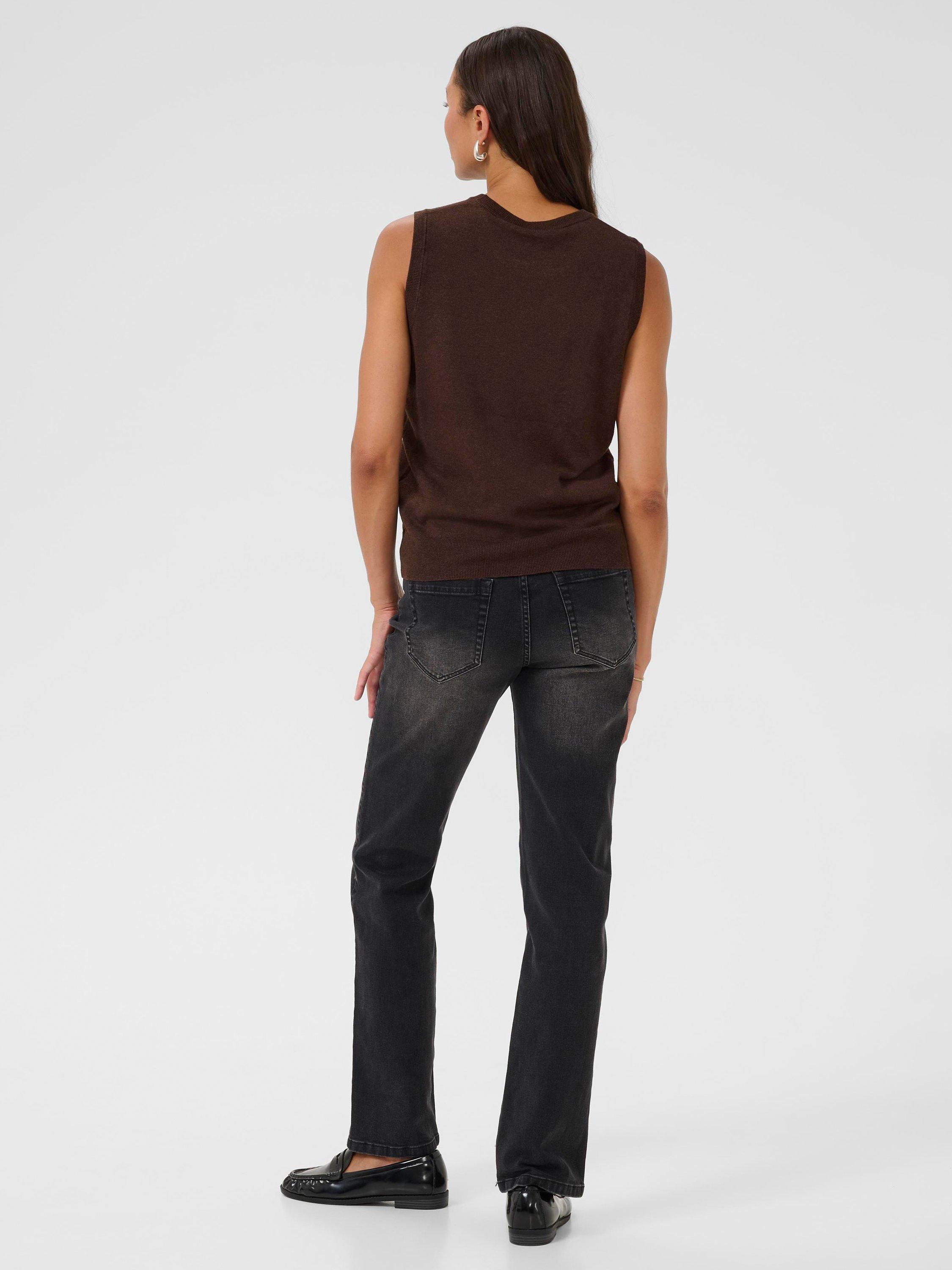 Product image 2 of 6, which shows KAFFE KAlizza Sleeveless Knit Jumper, Chocolate Brown, XS