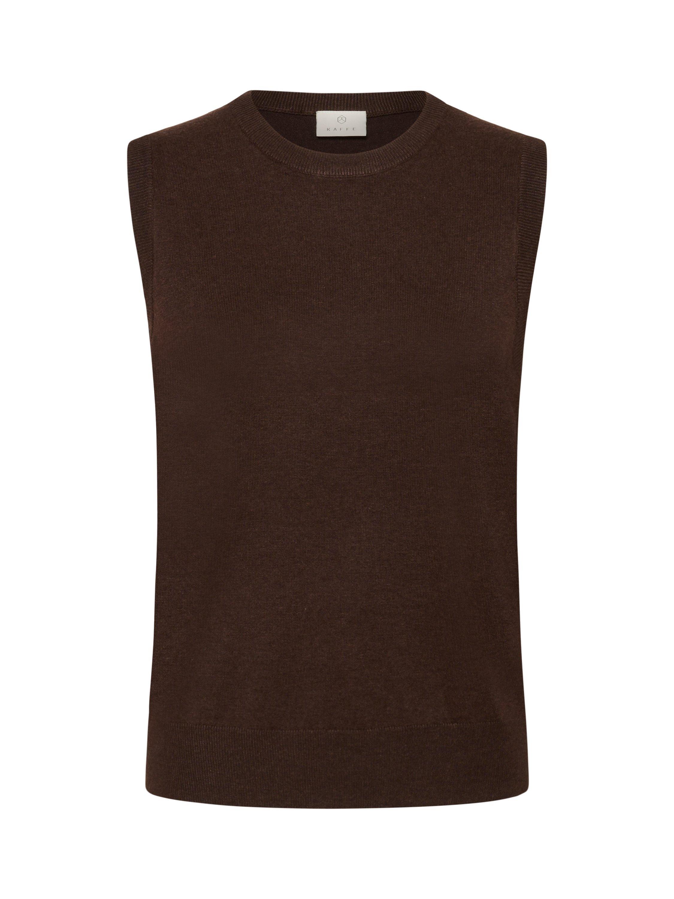 Product image 5 of 6, which shows KAFFE KAlizza Sleeveless Knit Jumper, Chocolate Brown, XS