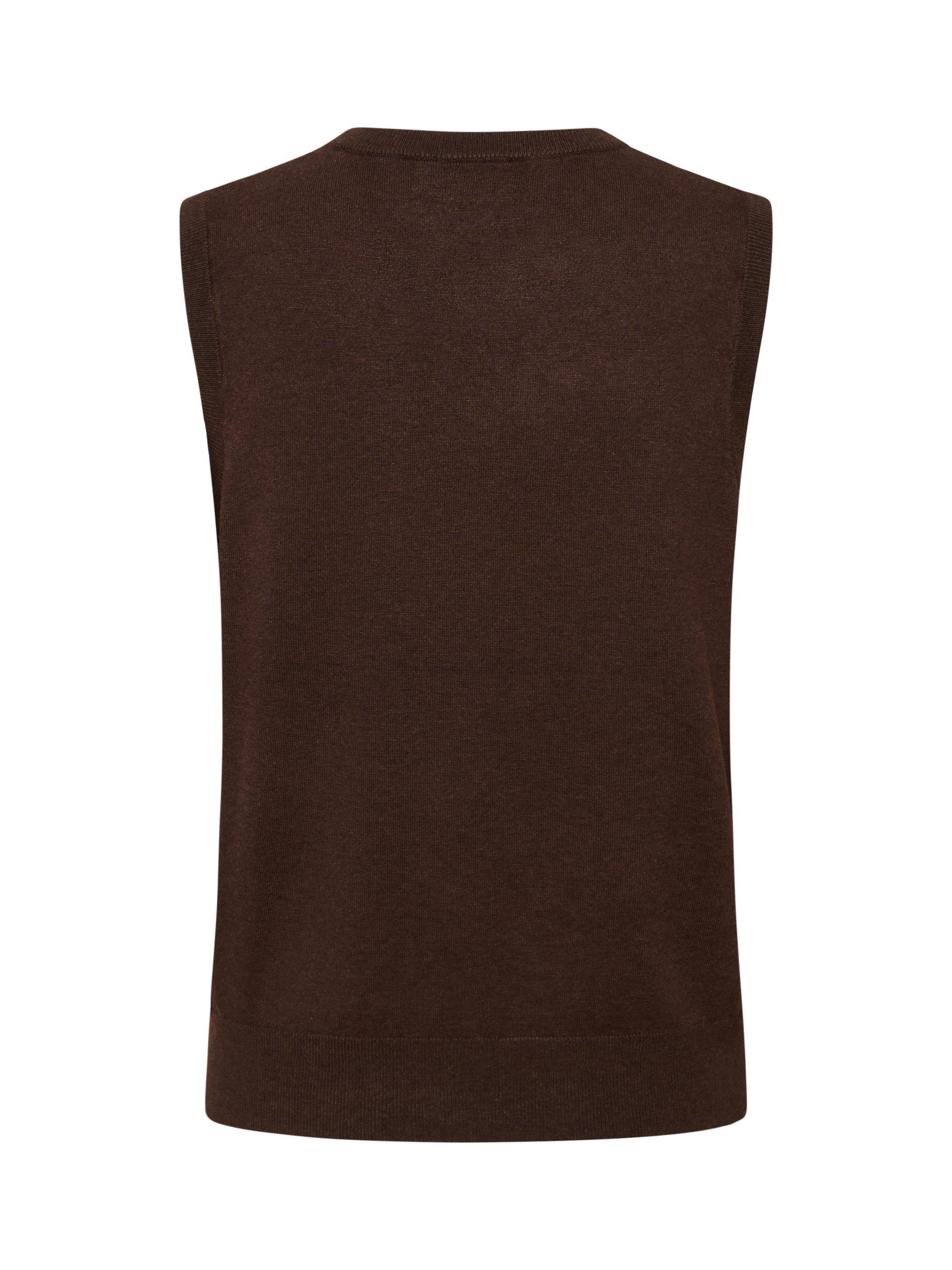 Product image 6 of 6, which shows KAFFE KAlizza Sleeveless Knit Jumper, Chocolate Brown, XS
