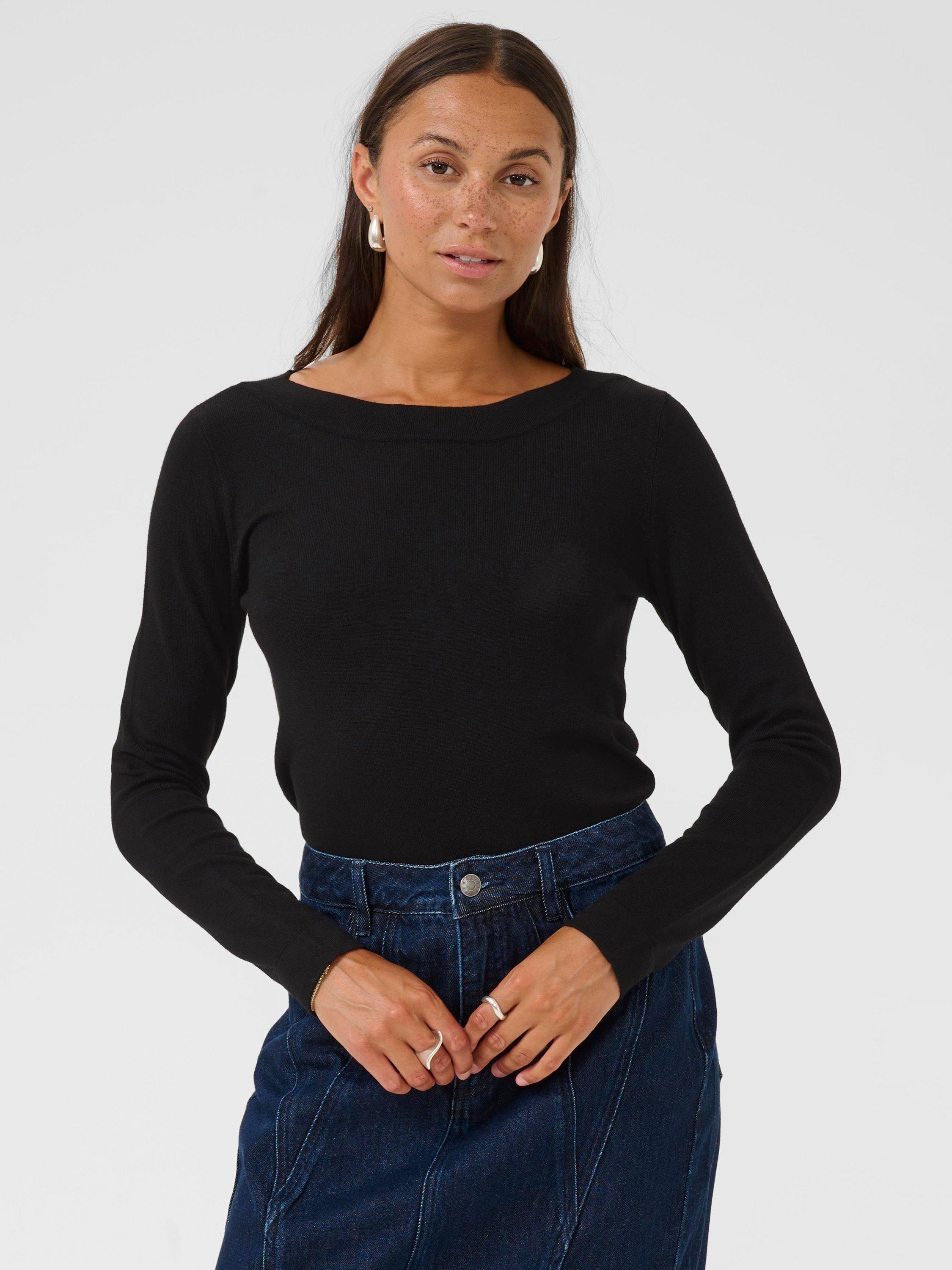 Product image 1 of 6, which shows KAFFE Lizza Long Sleeve Jumper, Black Deep, XS