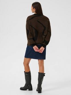 KAFFE Wilma Wavy Stripe Jumper, Black/Brown - view 2, Black/Brown