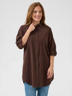 KAFFE KAnaya Tunic Top, Chocolate Brown