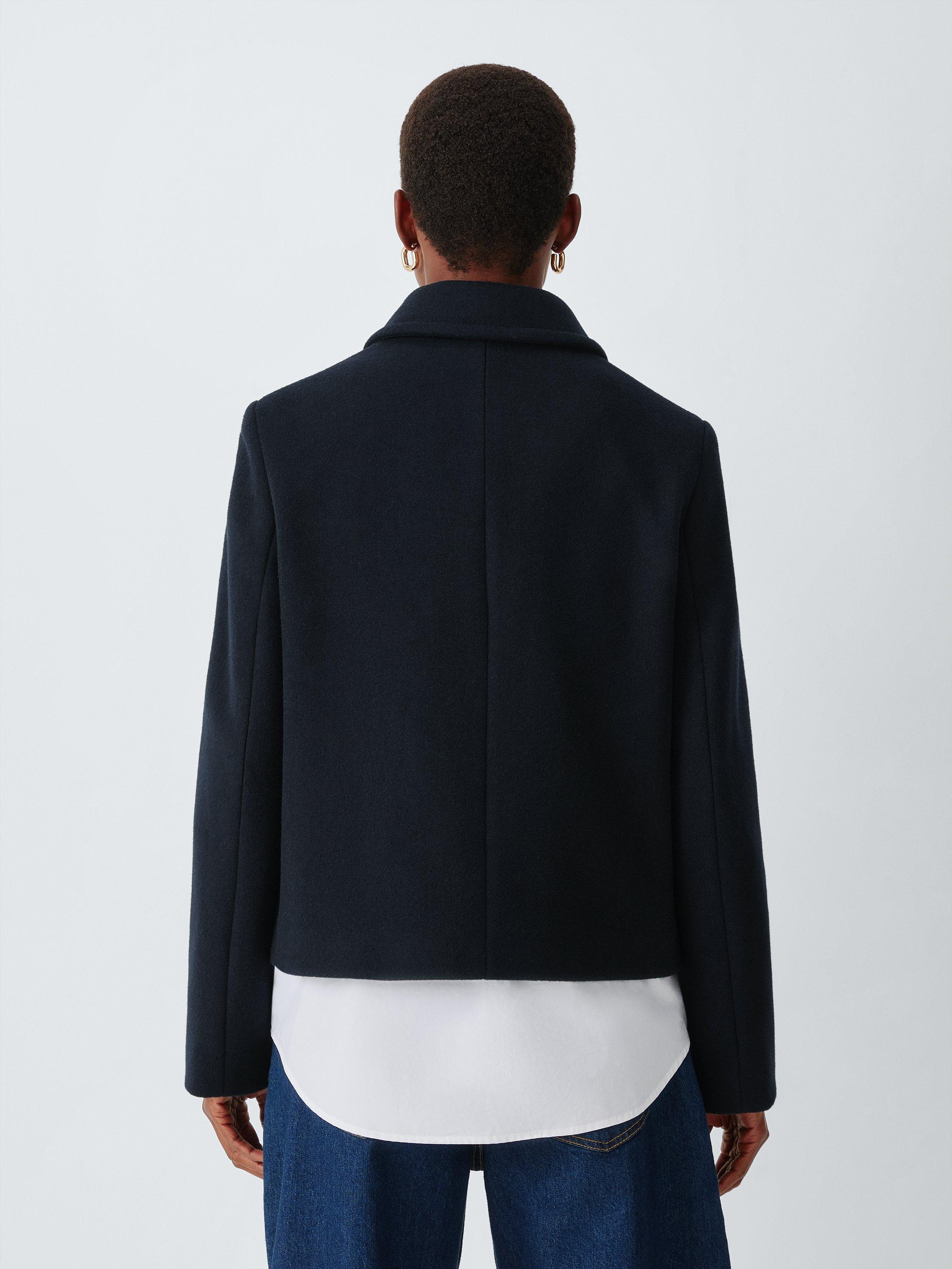 Product image 3 of 7, which shows John Lewis Double Breasted Wool Blend Peacoat, Navy, 8