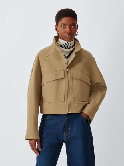 John Lewis Zip Through Utility Jacket, Natural, Natural