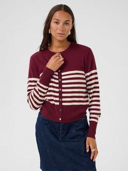 KAFFE Lizza Stripe Cardigan, Windsor/Turtledove, Windsor/Turtledove