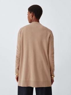 John Lewis Edge to Edge Cotton Blend Cardigan - view 2, Camel