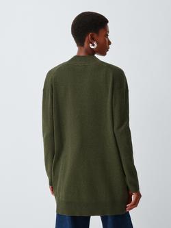 John Lewis Edge to Edge Cotton Blend Cardigan - view 2, Khaki