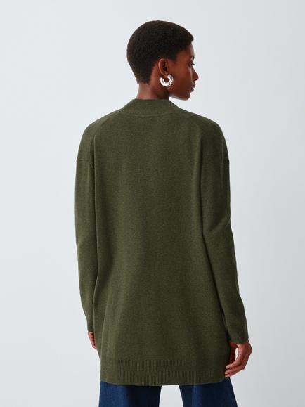 John Lewis Edge to Edge Cotton Blend Cardigan - view 2, Khaki