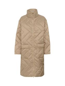 Saint Tropez Lucinda Quilted Longline Coat, Petrified Oak, Petrified Oak