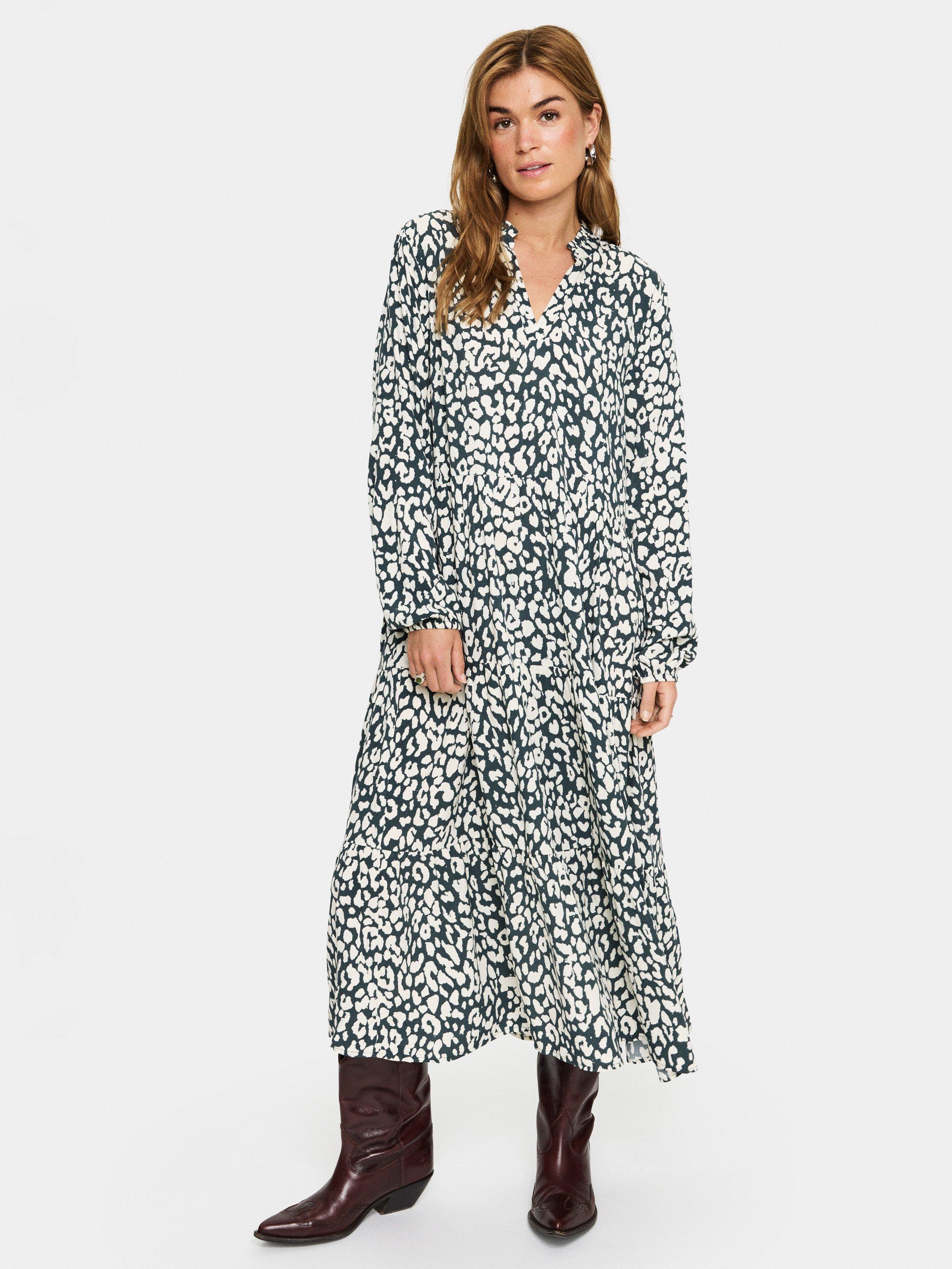 Product image 1 of 6, which shows Saint Tropez Eda Leopard Print Maxi Dress containing LENZING™ ECOVERO™ Viscose, Winter/Multi, XS