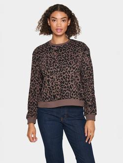 Saint Tropez ZherrySZ Leopard Jumper, Chocolate Brown, Chocolate Brown