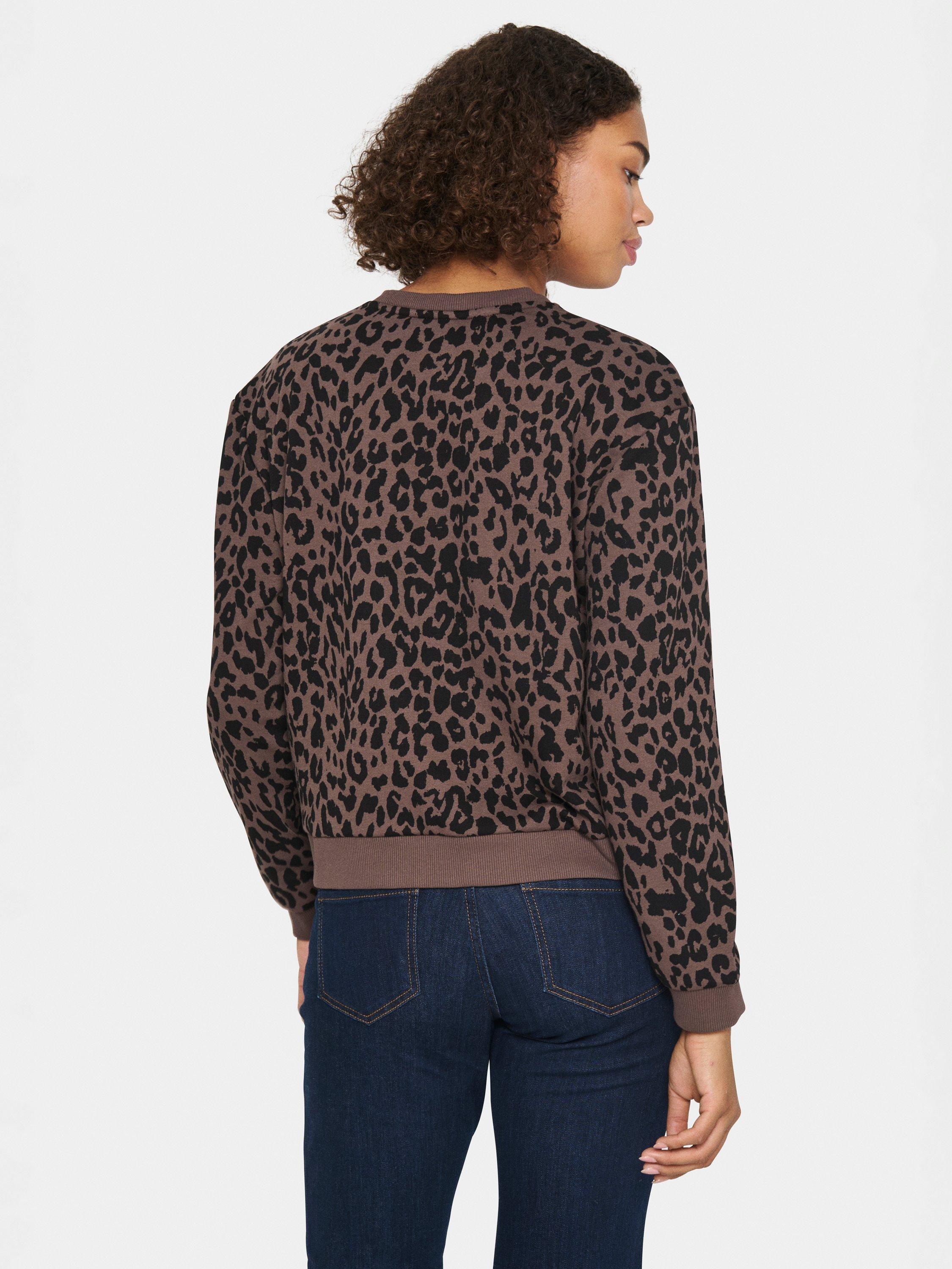 Product image 2 of 6, which shows Saint Tropez ZherrySZ Leopard Jumper, Chocolate Brown, XS
