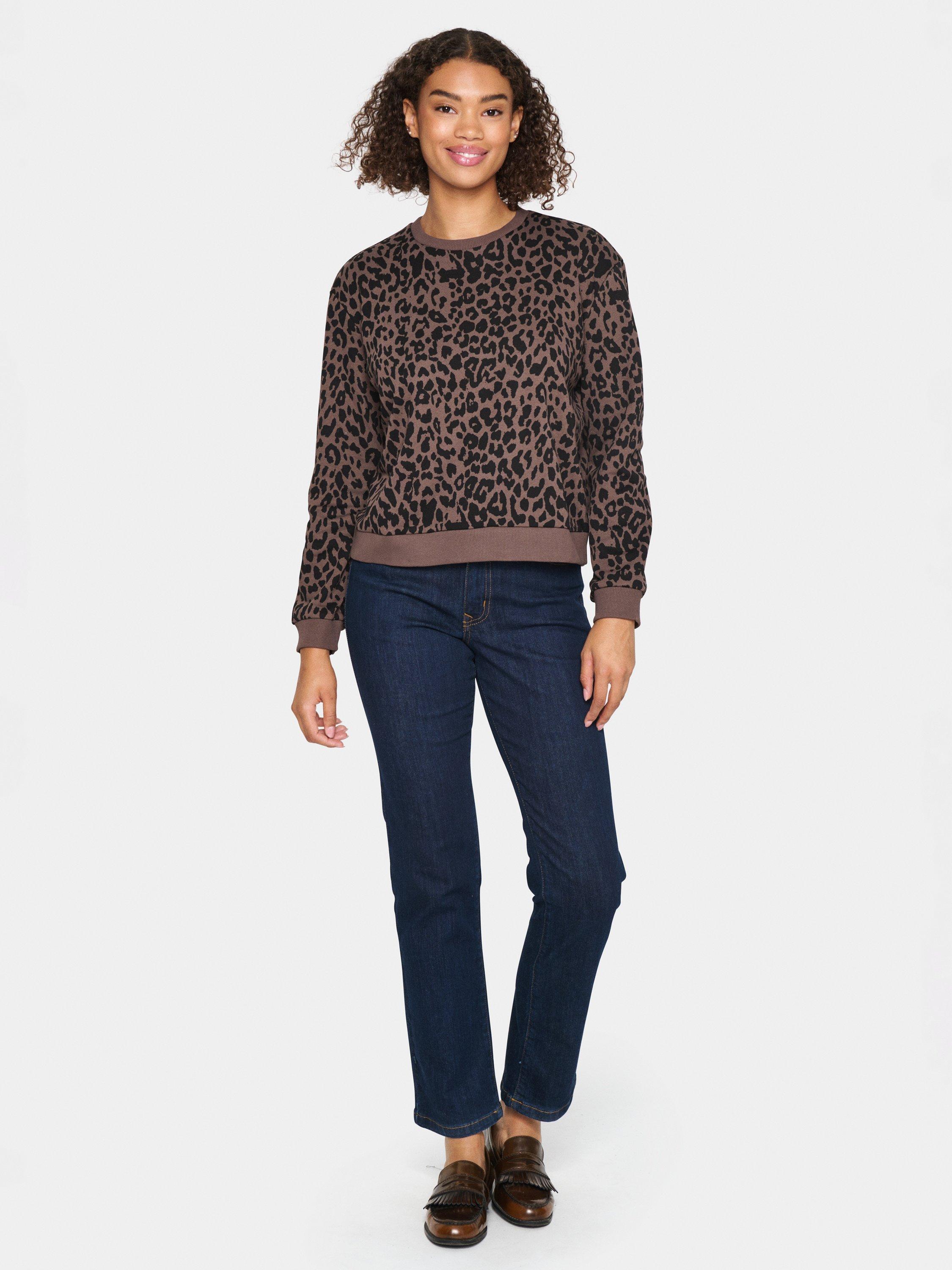 Product image 3 of 6, which shows Saint Tropez ZherrySZ Leopard Jumper, Chocolate Brown, XS