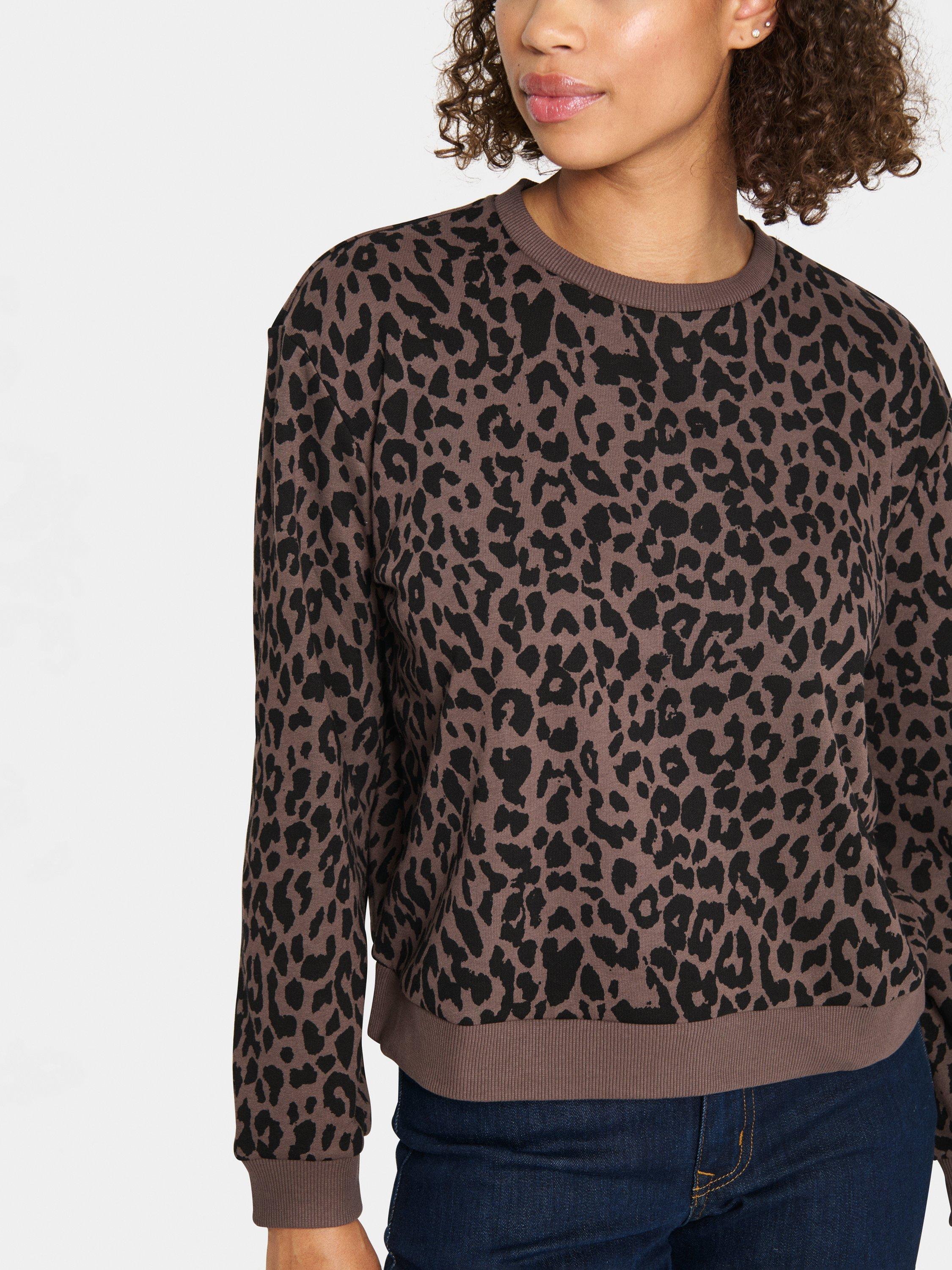 Product image 4 of 6, which shows Saint Tropez ZherrySZ Leopard Jumper, Chocolate Brown, XS