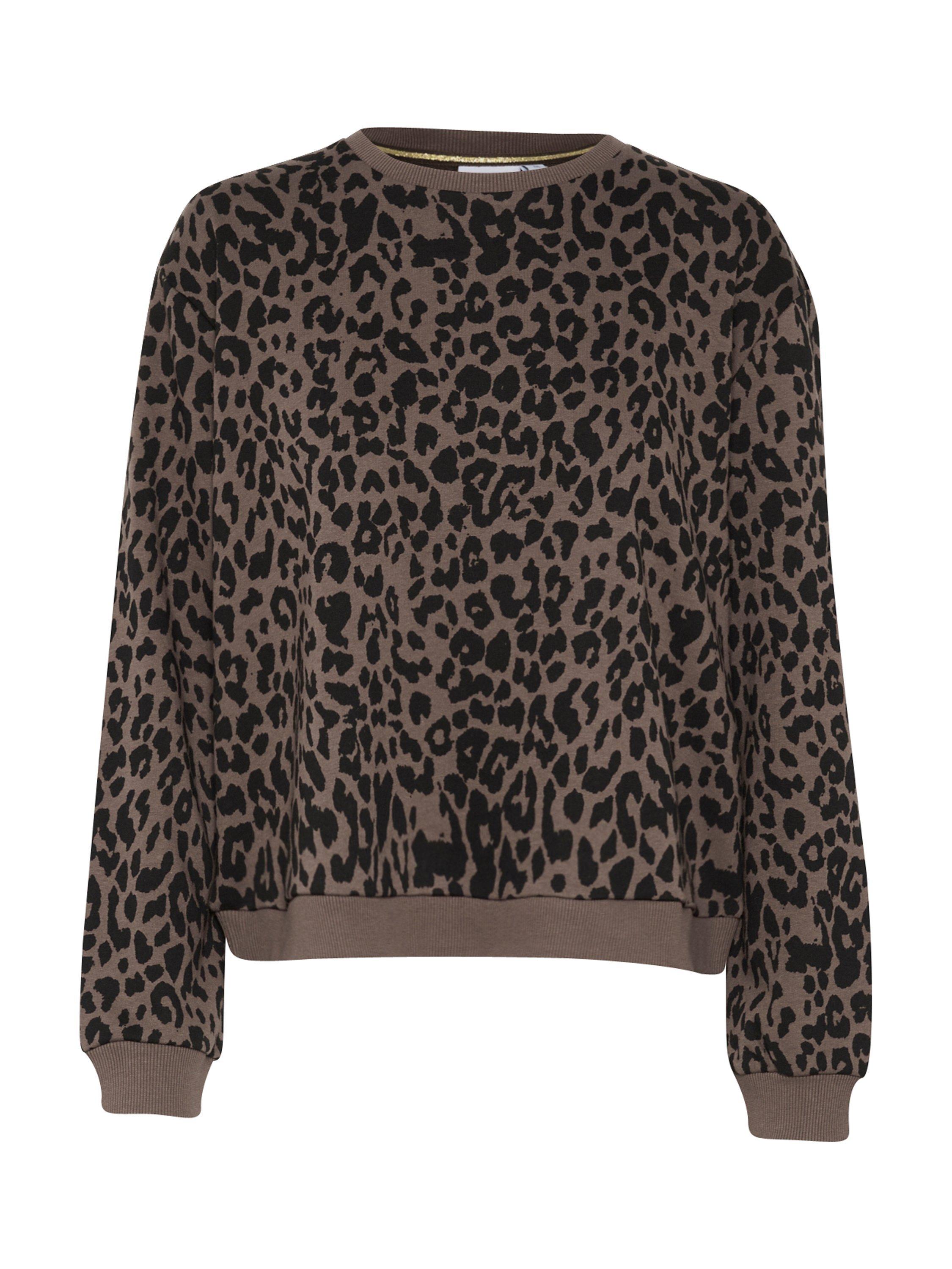 Product image 5 of 6, which shows Saint Tropez ZherrySZ Leopard Jumper, Chocolate Brown, XS