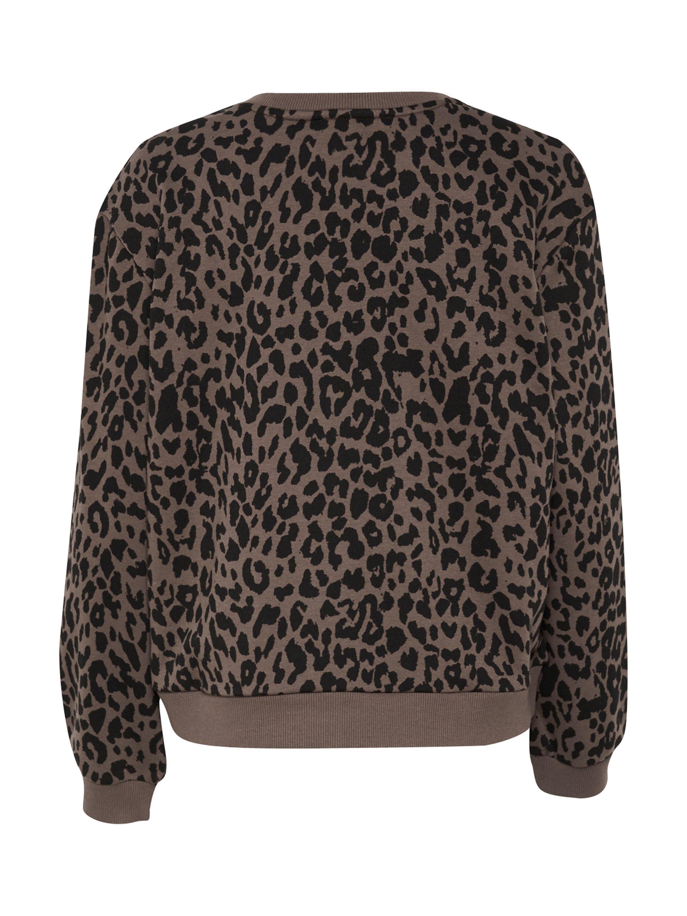 Product image 6 of 6, which shows Saint Tropez ZherrySZ Leopard Jumper, Chocolate Brown, XS
