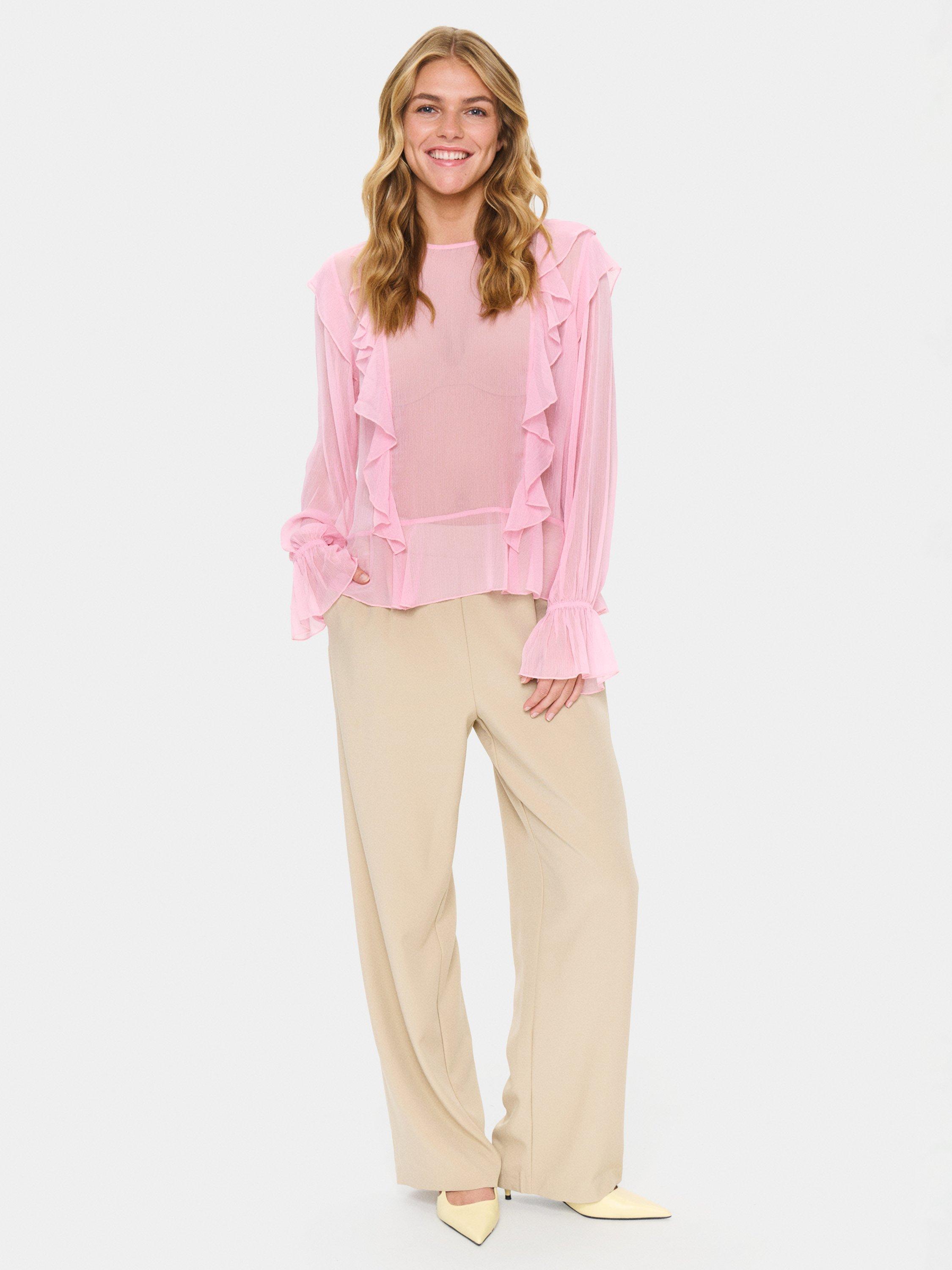Product image 2 of 3, which shows Saint Tropez Labelle Sheer Blouse, Pink Nectar, XS