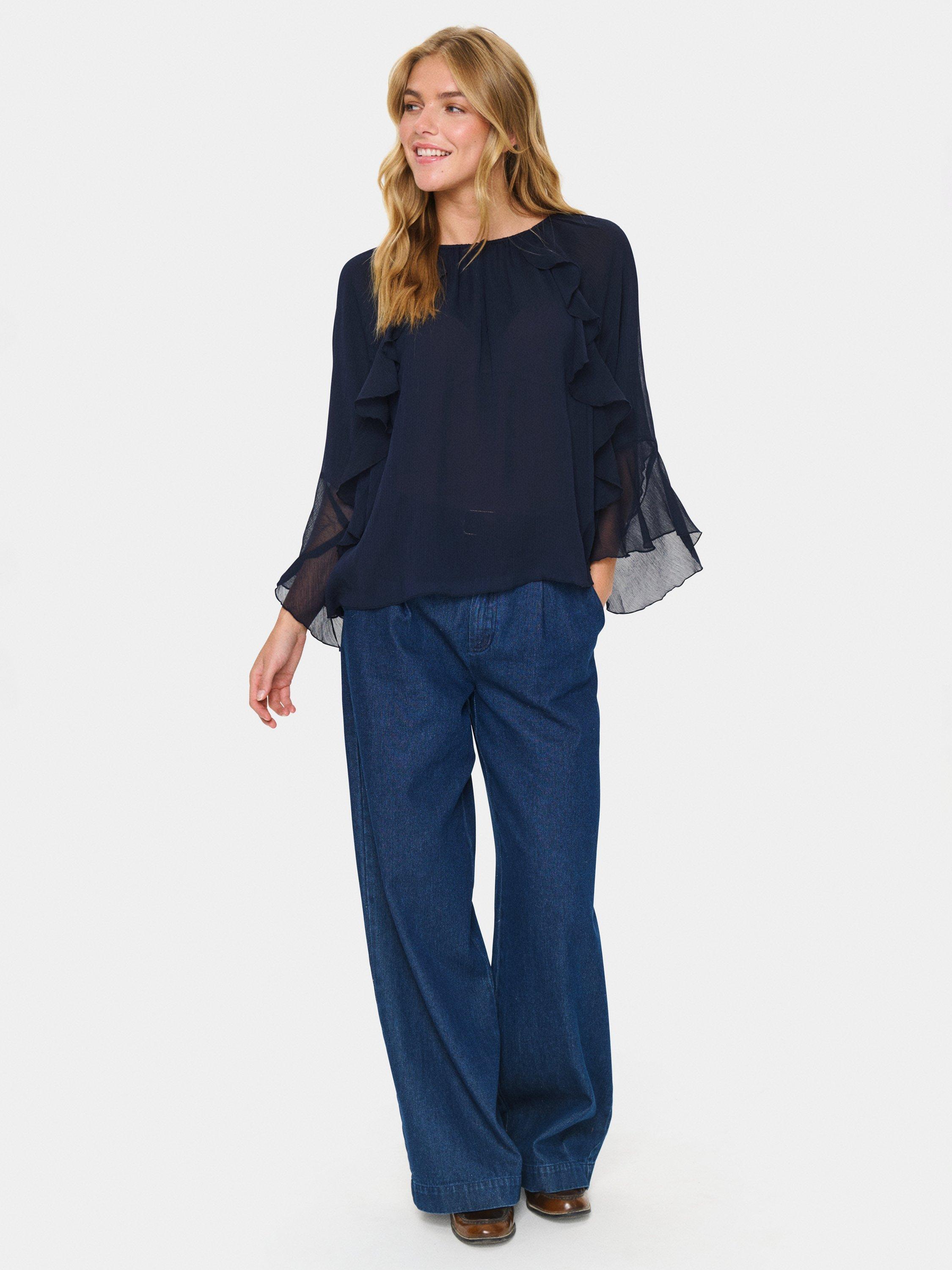 Product image 3 of 6, which shows Saint Tropez Mavis Ruffle Top, Night Sky, XS