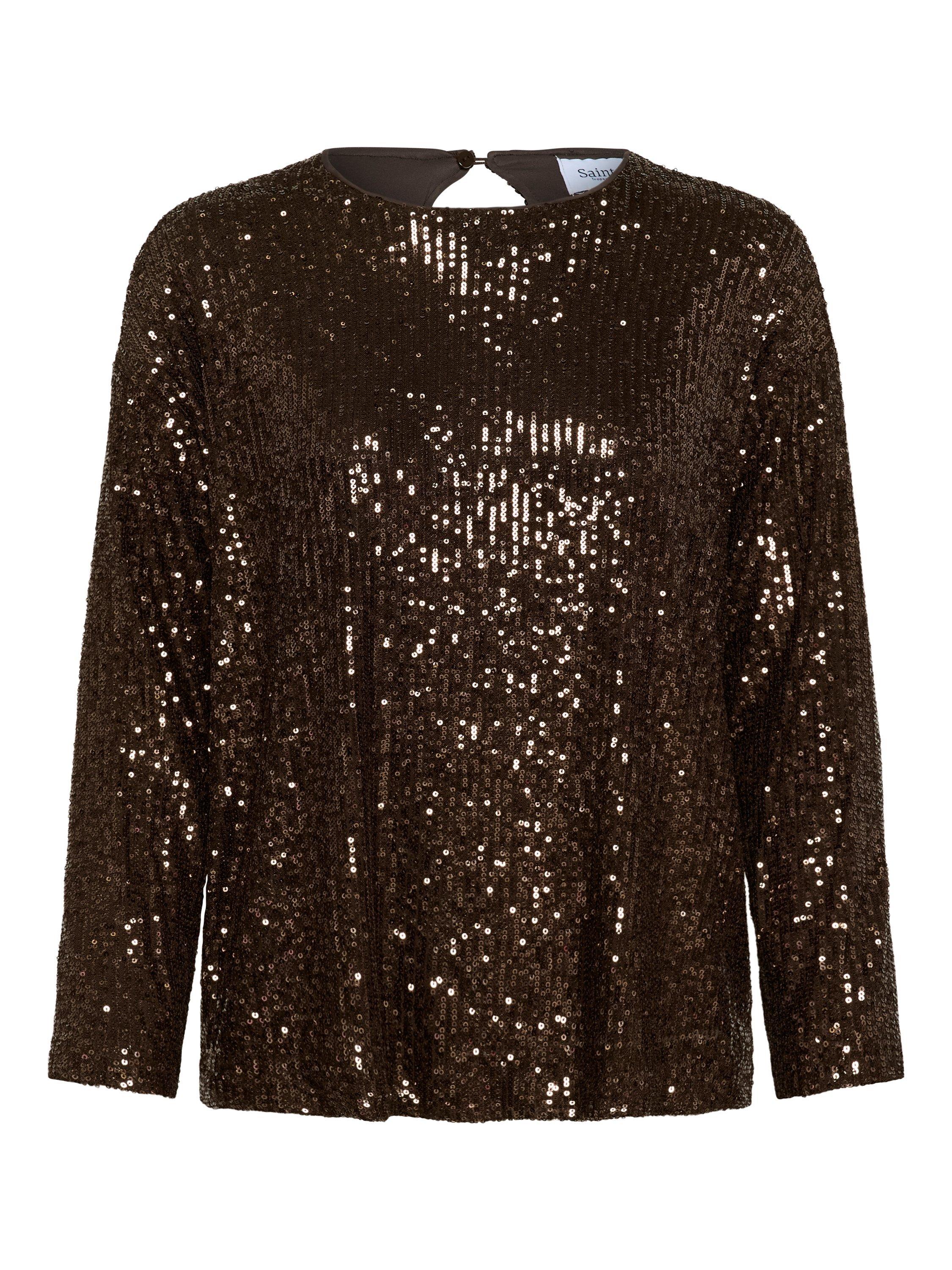Product image 5 of 6, which shows Saint Tropez Reyana Sequin Long Sleeve Top, Mulch, XS
