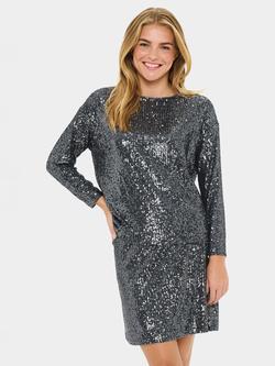 Saint Tropez Reyana Sequin Long Sleeve Top, Grey Iron, Grey Iron
