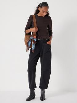 HUSH Cotton Long Sleeve Crew Neck T-Shirt, Chocolate Brown