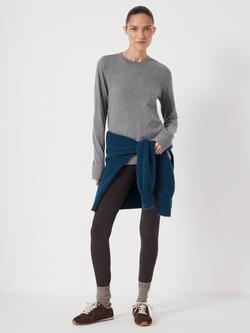 HUSH Cotton Long Sleeve Crew Neck T-Shirt, Dark Grey Marl