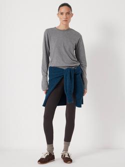 HUSH Cotton Long Sleeve Crew Neck T-Shirt - view 2, Dark Grey Marl