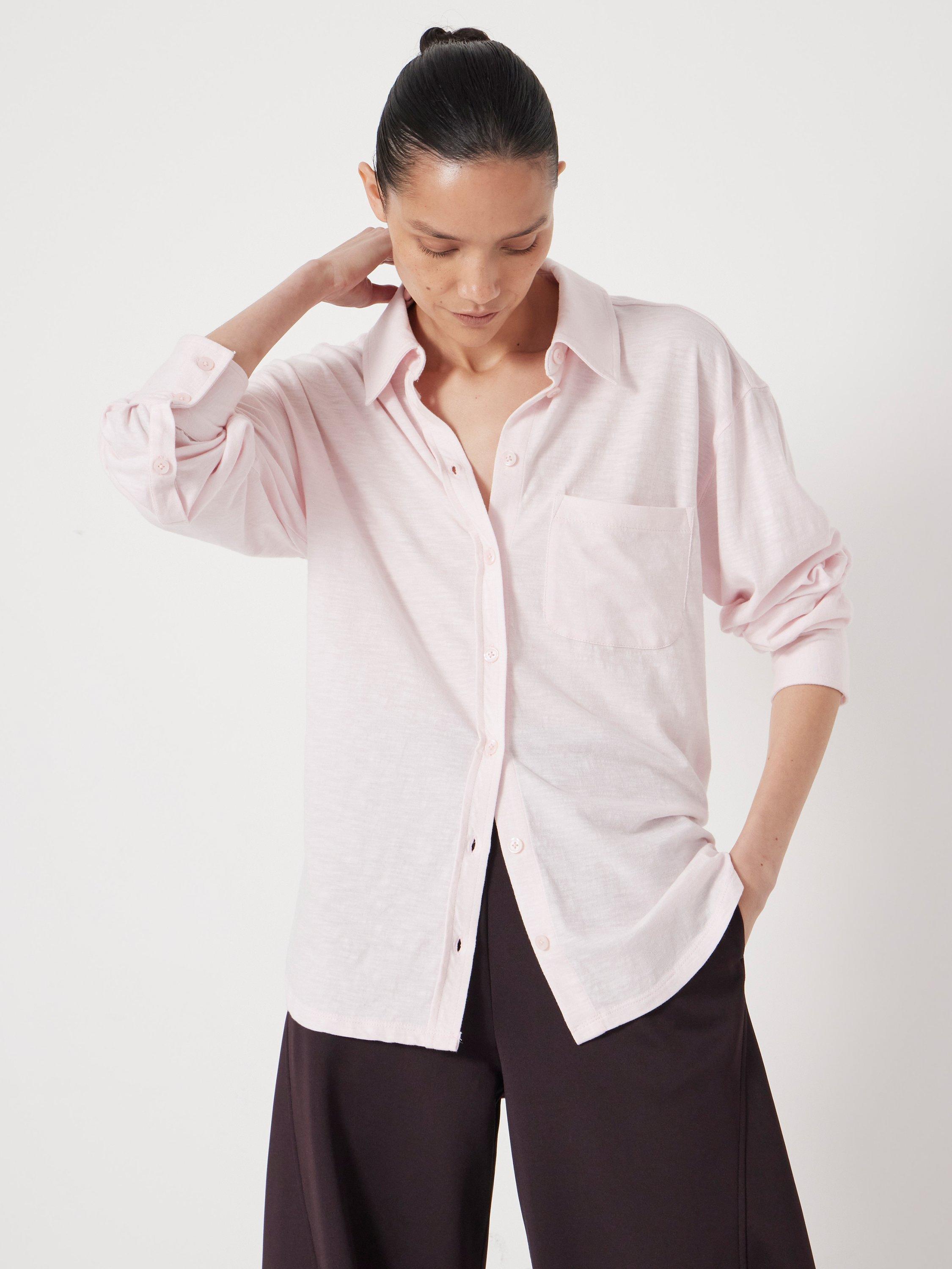 Product image 1 of 5, which shows HUSH Jersey Slub Long Sleeve Shirt, Soft Pink, L-XL