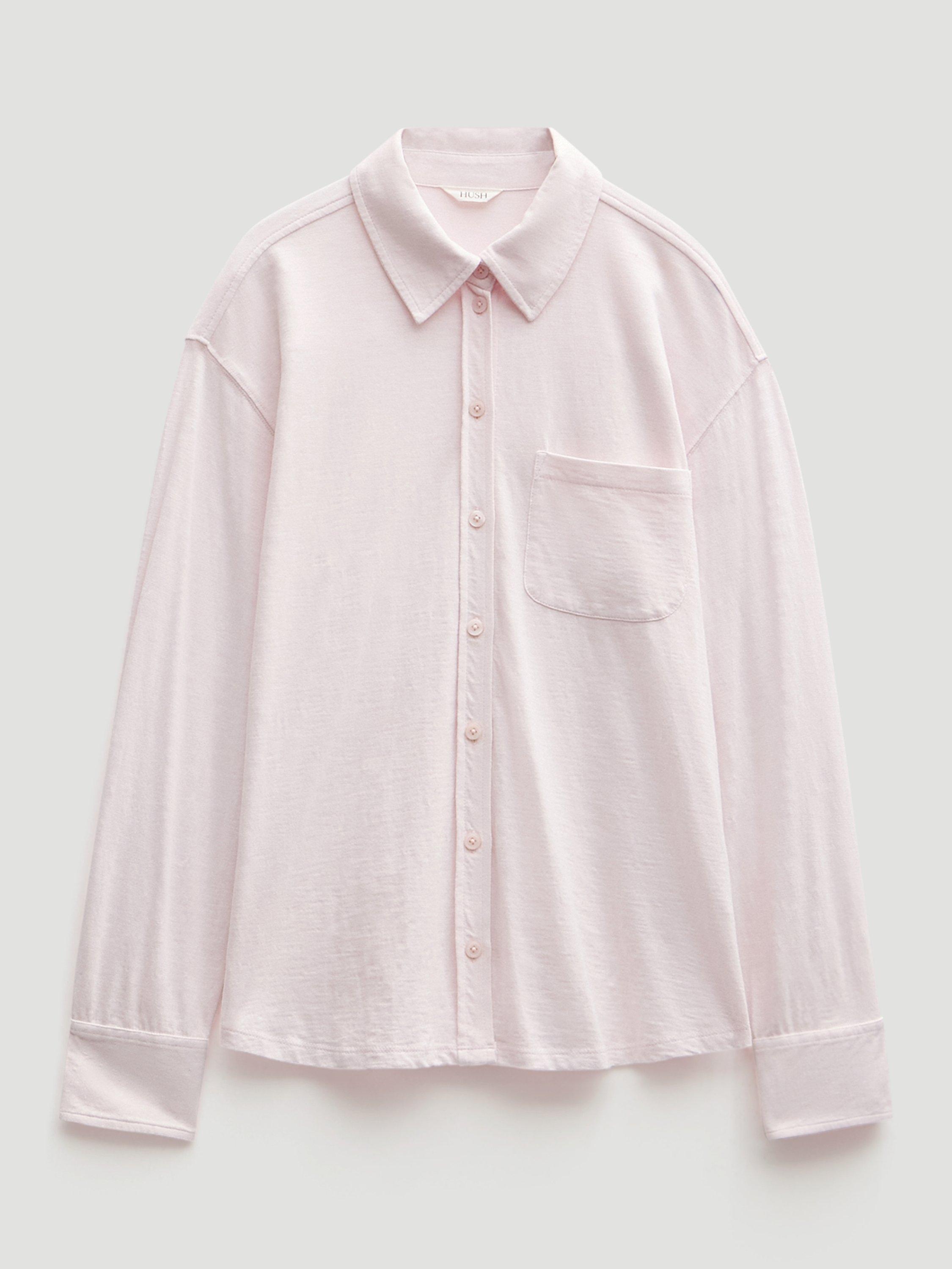 Product image 5 of 5, which shows HUSH Jersey Slub Long Sleeve Shirt, Soft Pink, L-XL