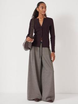 HUSH Button Ribbed Long Sleeve Cotton Blend Cardigan Top, Raisin Brown