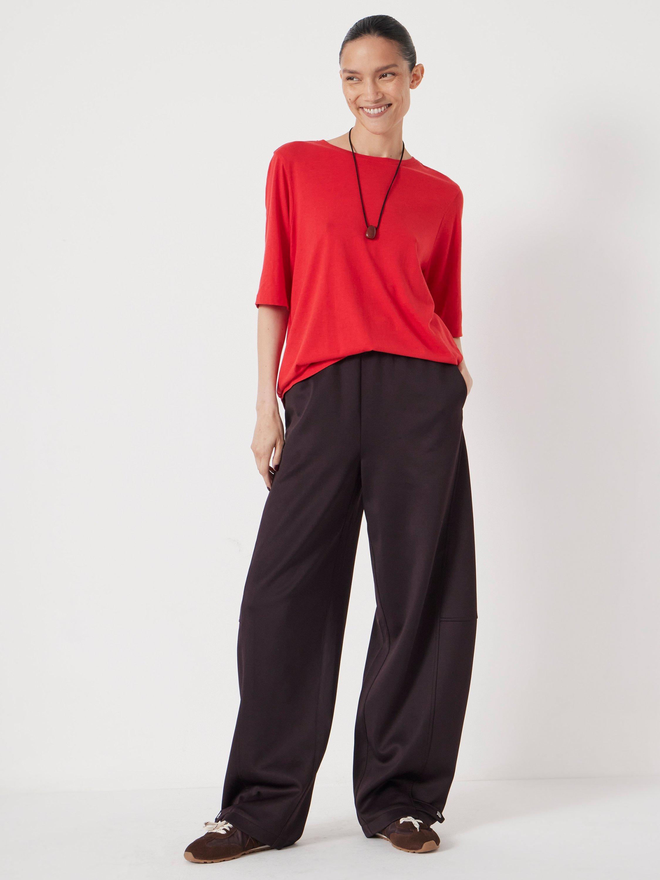 Product image 2 of 5, which shows HUSH Reece Drapey T-shirt, Bright Red, L