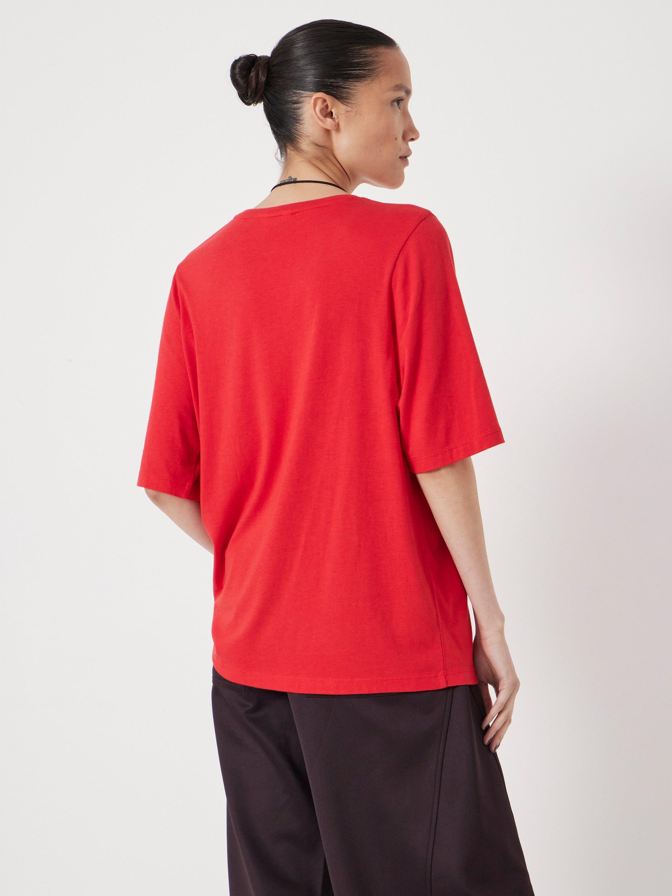 Product image 4 of 5, which shows HUSH Reece Drapey T-shirt, Bright Red, L