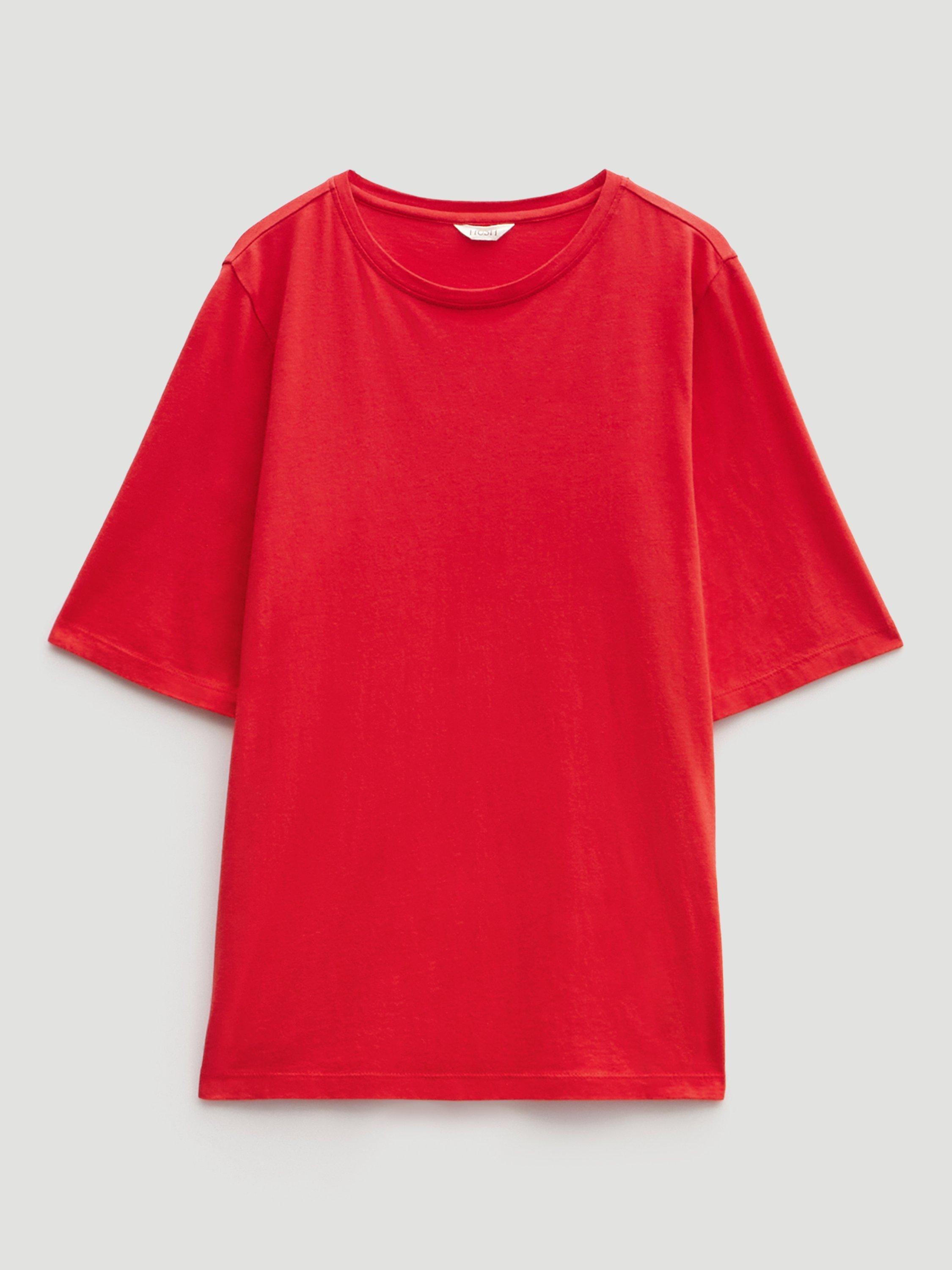 Product image 5 of 5, which shows HUSH Reece Drapey T-shirt, Bright Red, L