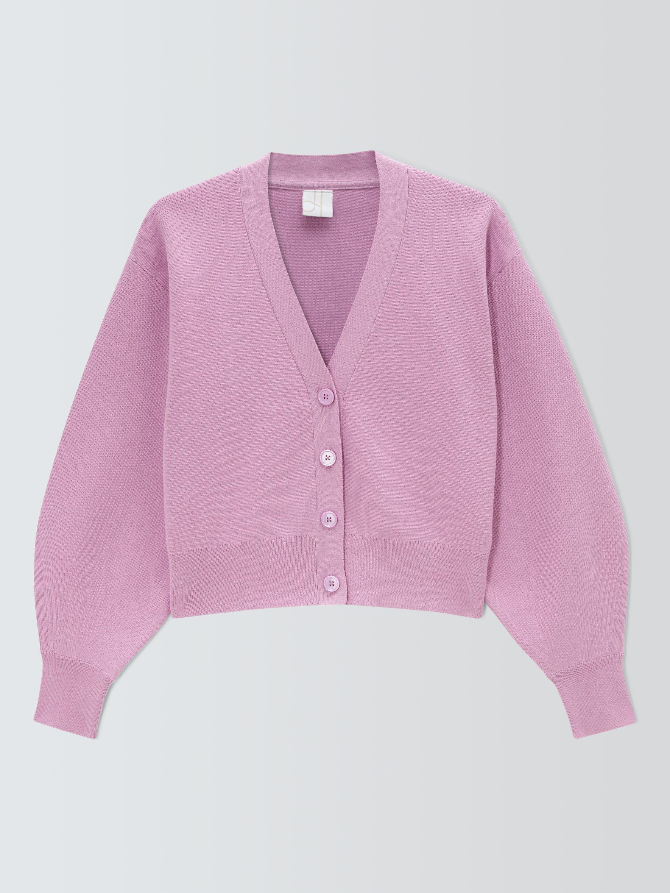 Product image 4 of 6, which shows John Lewis V-Neck Cotton Blend Cardigan, Orchid Pink, 8