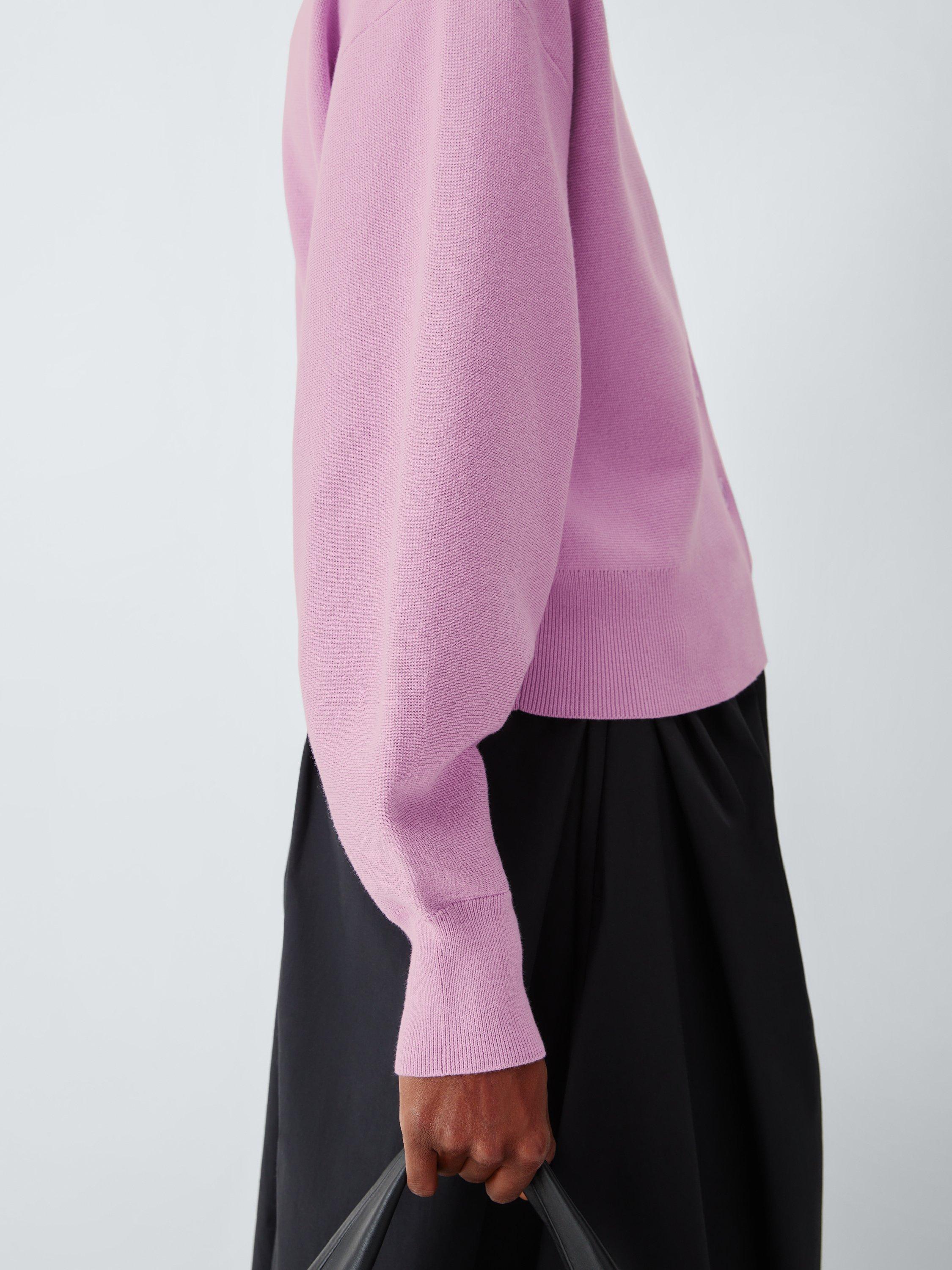 Product image 6 of 6, which shows John Lewis V-Neck Cotton Blend Cardigan, Orchid Pink, 8