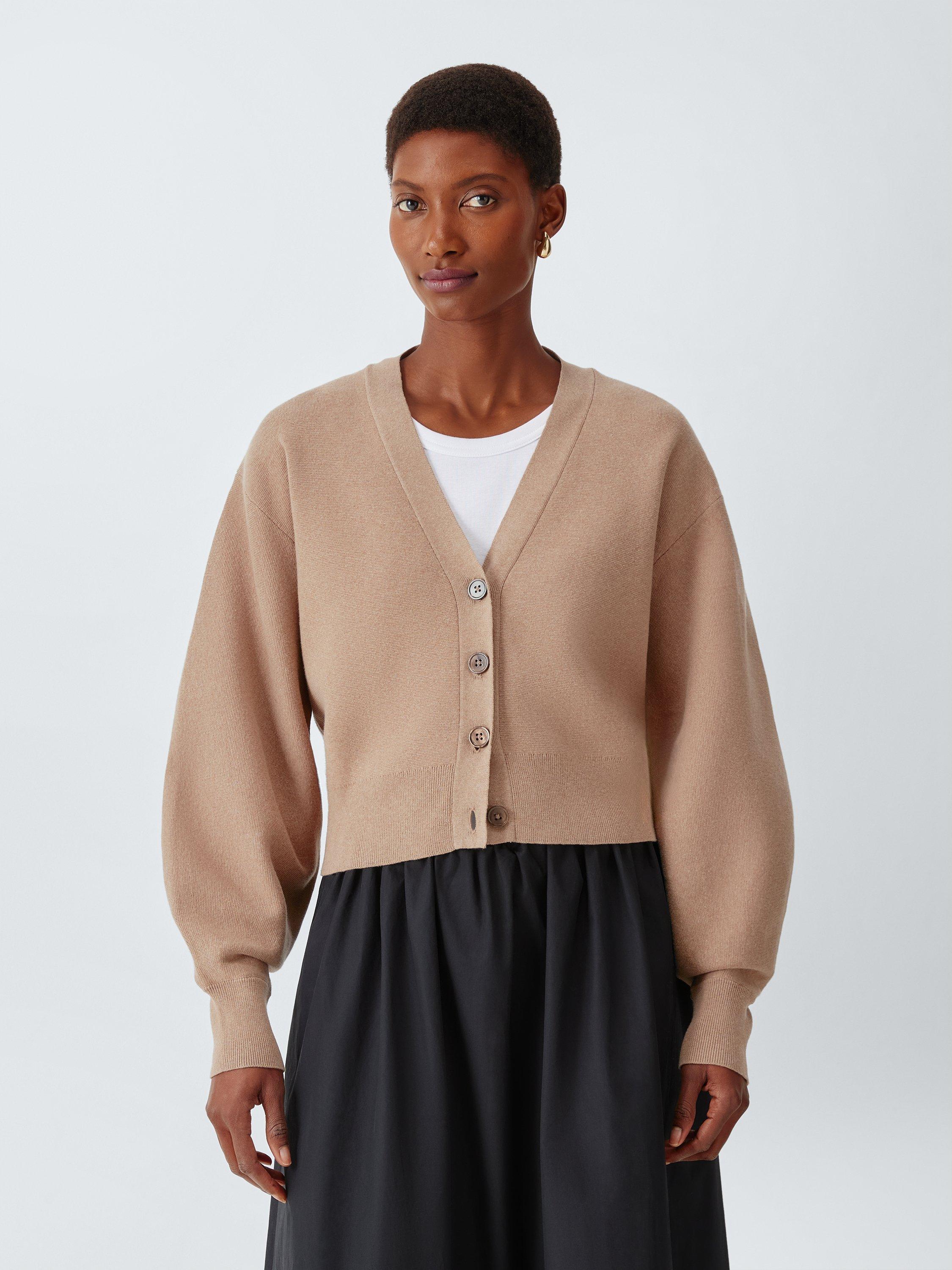Product image 1 of 6, which shows John Lewis V-Neck Cotton Blend Cardigan, Camel, 8