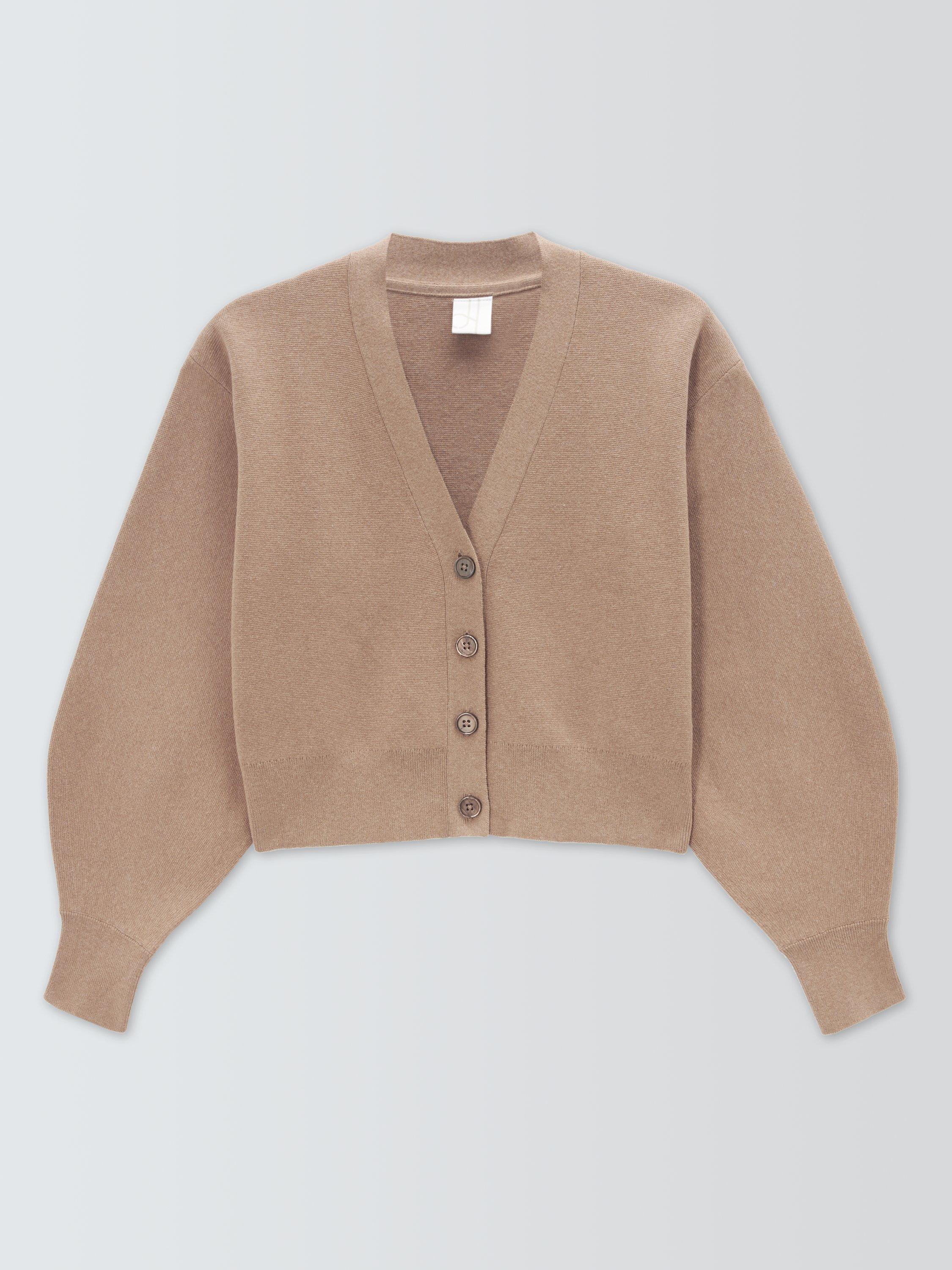 Product image 4 of 6, which shows John Lewis V-Neck Cotton Blend Cardigan, Camel, 8