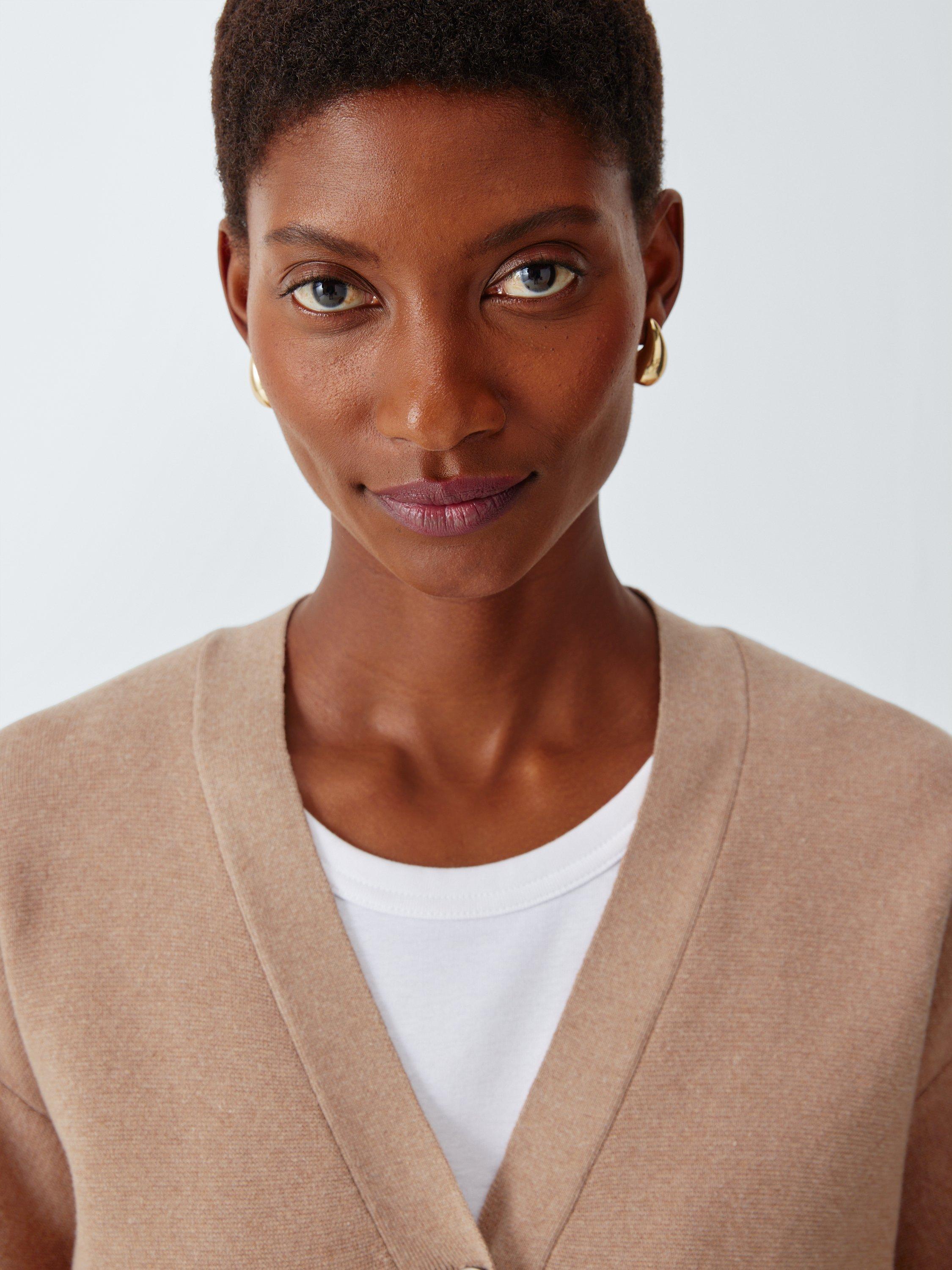 Product image 5 of 6, which shows John Lewis V-Neck Cotton Blend Cardigan, Camel, 8